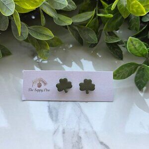 NEW St. Patrick's Day Shamrock Polymer Clay Stud Earrings
